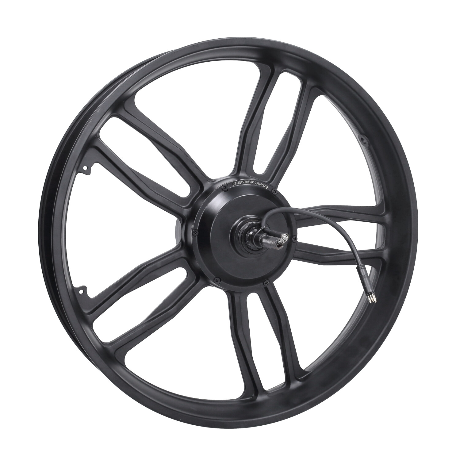 Achterwiel 20 inch met 250W naafmotor 48V zwarte stekker fatbike