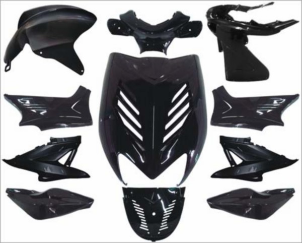 DMP plaatwerkset 11-delig zwart metallic voor Yamaha Aerox en MBK Nitro