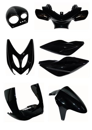Kappenset zwart glans 7-delig voor Yamaha Aerox scooter