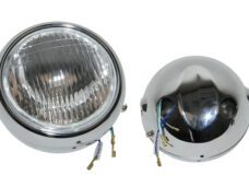 Faro redondo cromado de 145 mm completo para ciclomotor Yamaha FS1.