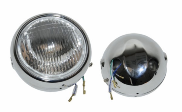 Ronde chroom koplamp 145mm compleet voor Yamaha FS1