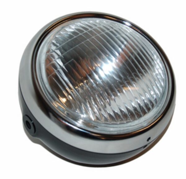 Ronde koplamp 145mm zwart met chromen rand voor Yamaha FS1
