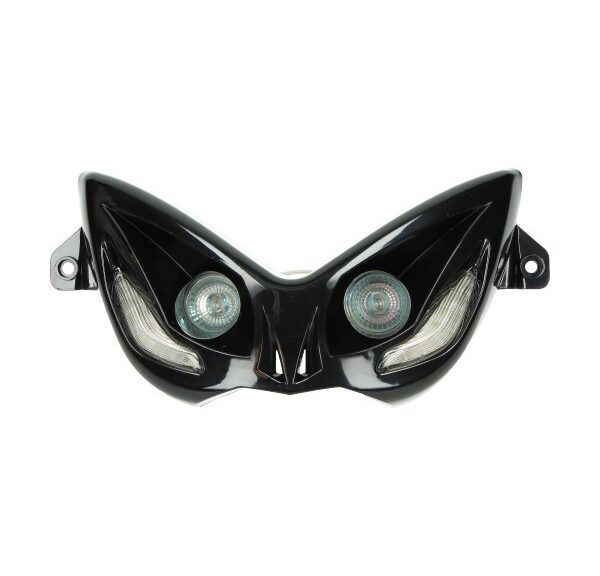 DMP koplamp zwart halogeen met LED-knipperlichten Yamaha Aerox MBK Nitro