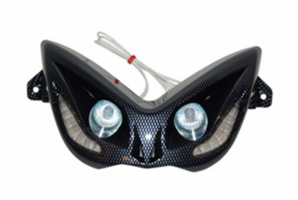 DMP carbon koplamp met LED knipperlichten voor Yamaha Aerox en MBK Nitro