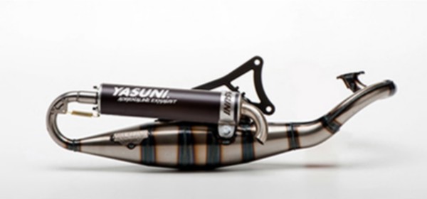 Yasuni R sportuitlaat zwart voor Minarelli horizontaal 2-takt scooters