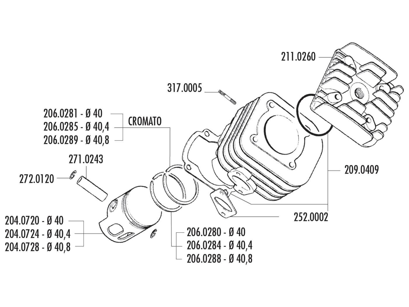 Cilinder Met Kop Polini 40mm Voor Minarelli Horizontaal Ac - Afbeelding 2