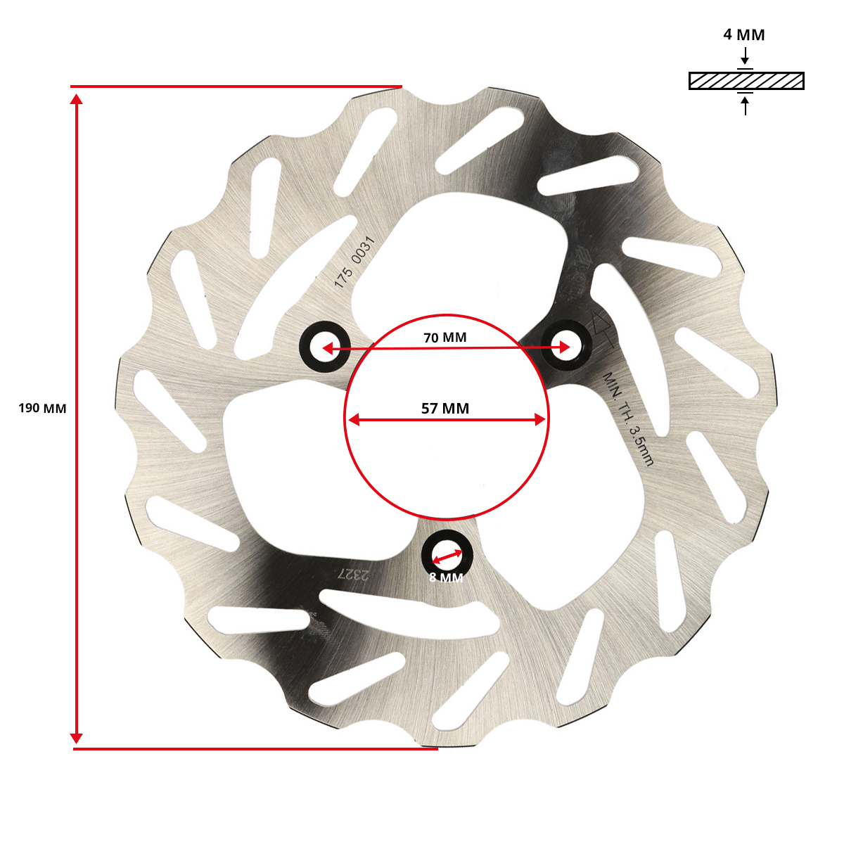 Polini Wave remschijf 190mm 3-gaats voor Aprilia Yamaha Piaggio