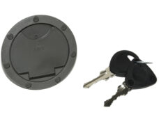 Grijze DMP benzinetankdop met slot voor Yamaha Aerox en MBK Nitro