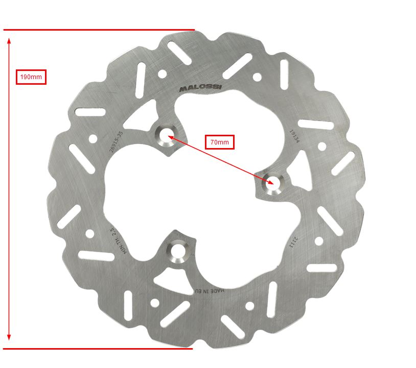 Malossi Wave remschijf 190mm 3-gaats voor Yamaha Aerox Aprilia SR Piaggio NRG