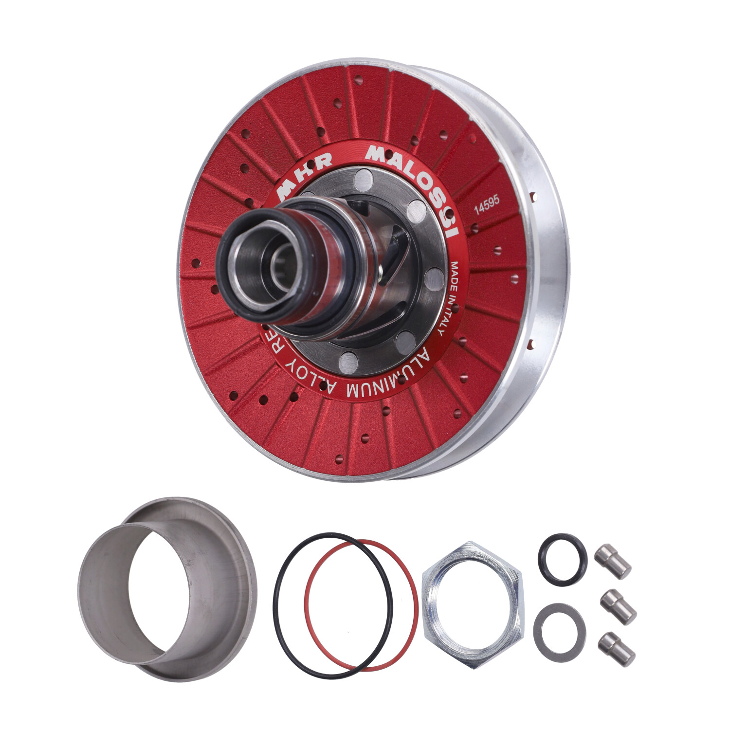 Malossi MHR Aluminium koppeling poelieset 128mm Minarelli horizontaal verticaal blok