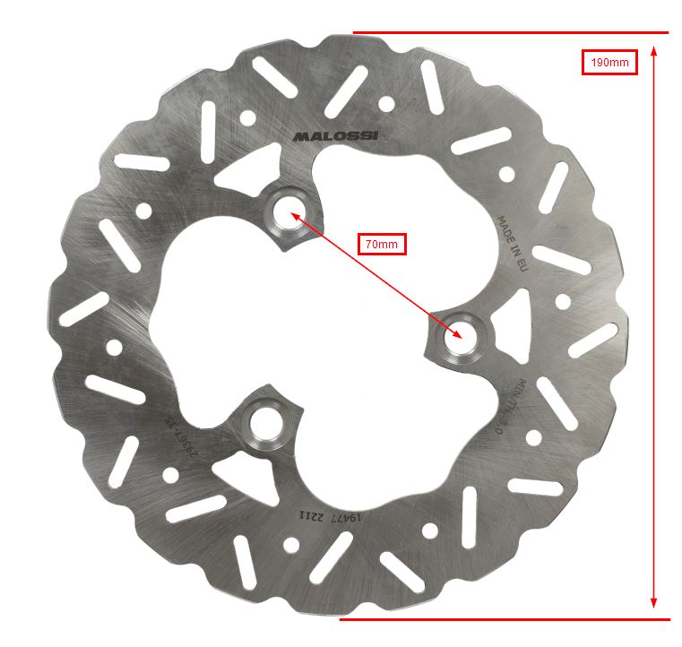 Malossi Wave Whoop Disc remschijf 190mm 3-gaats voor Yamaha en MBK