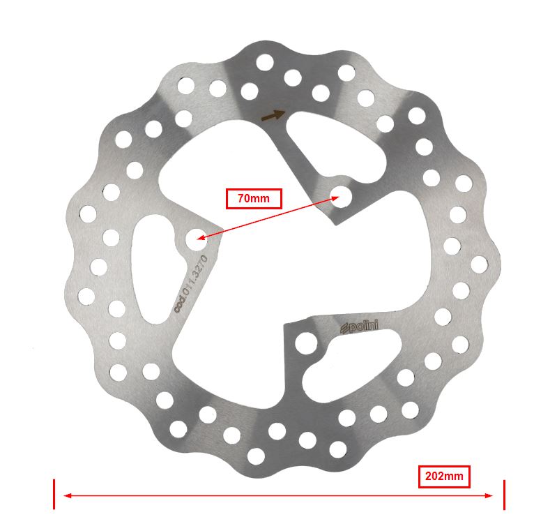 Remschijf Polini Wave 3-gaats 202mm Achter Voor Minarelli Horizontaal 2t - Afbeelding 3