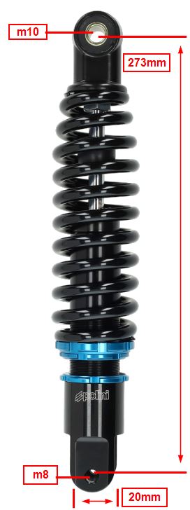 Schokbreker Polini 273mm Zwart Voor Minarelli Horizontaal En Verticaal - Afbeelding 2