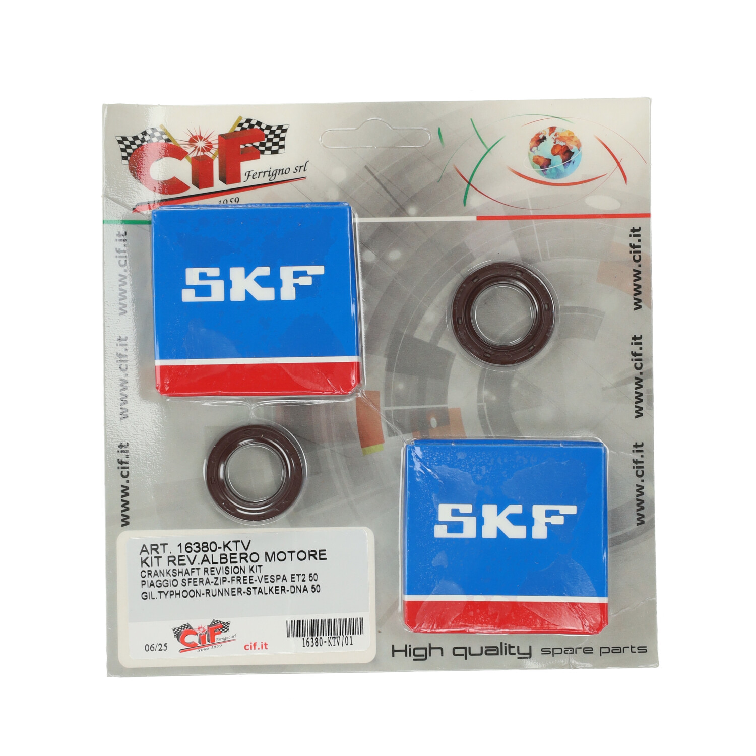 CIF SKF Viton krukas lager- en keerringset Piaggio 50cc 2-takt