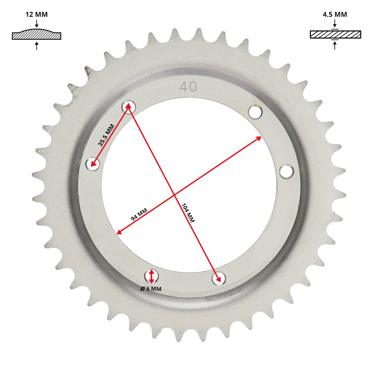 Achterkettingwiel Dmp 40t Voor Puch Maxi - Afbeelding 2