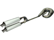 Tecno Circuit exhaust double silencer bare aluminum for Puch Maxi moped