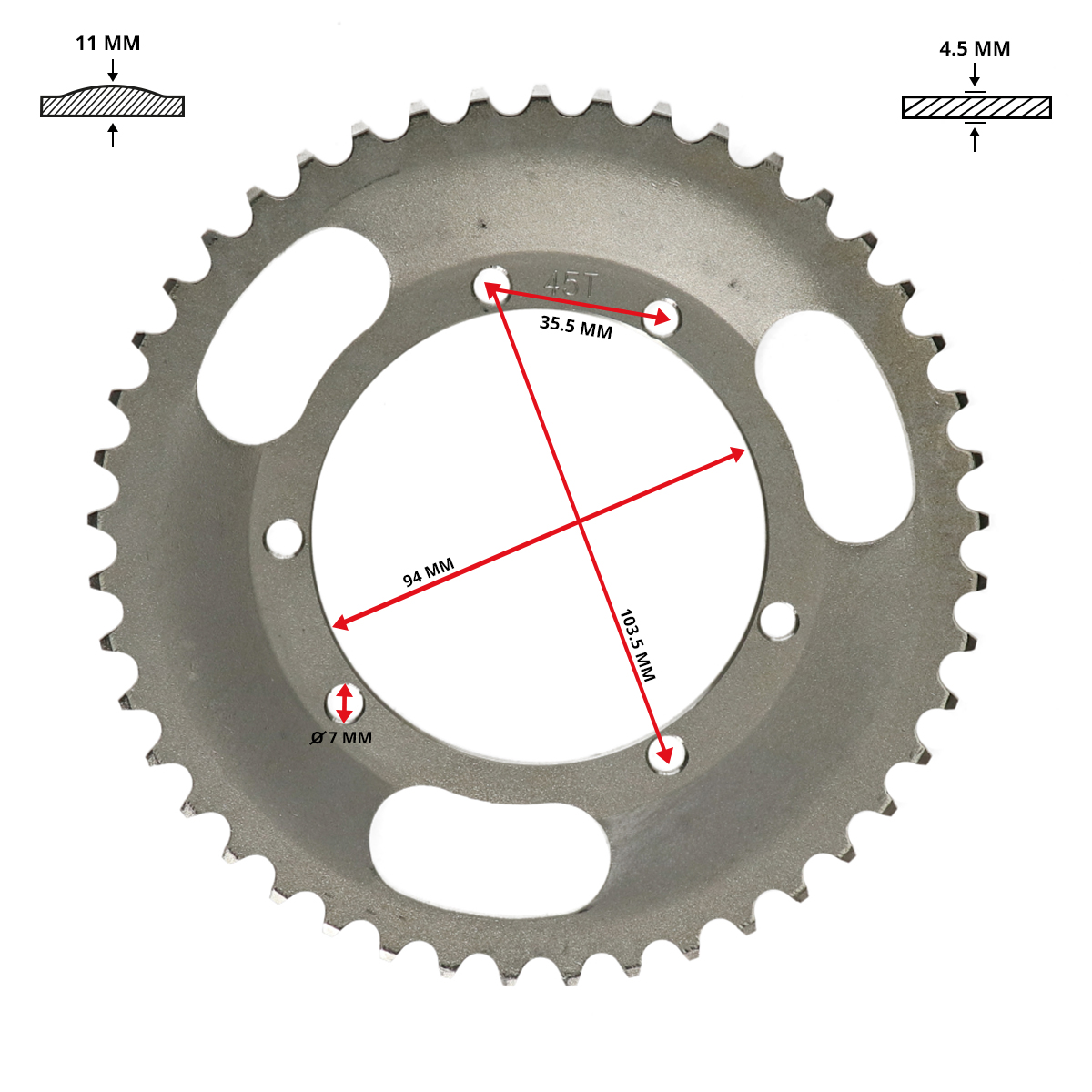 Achterkettingwiel Dmp 45t Voor Puch Maxi - Afbeelding 2