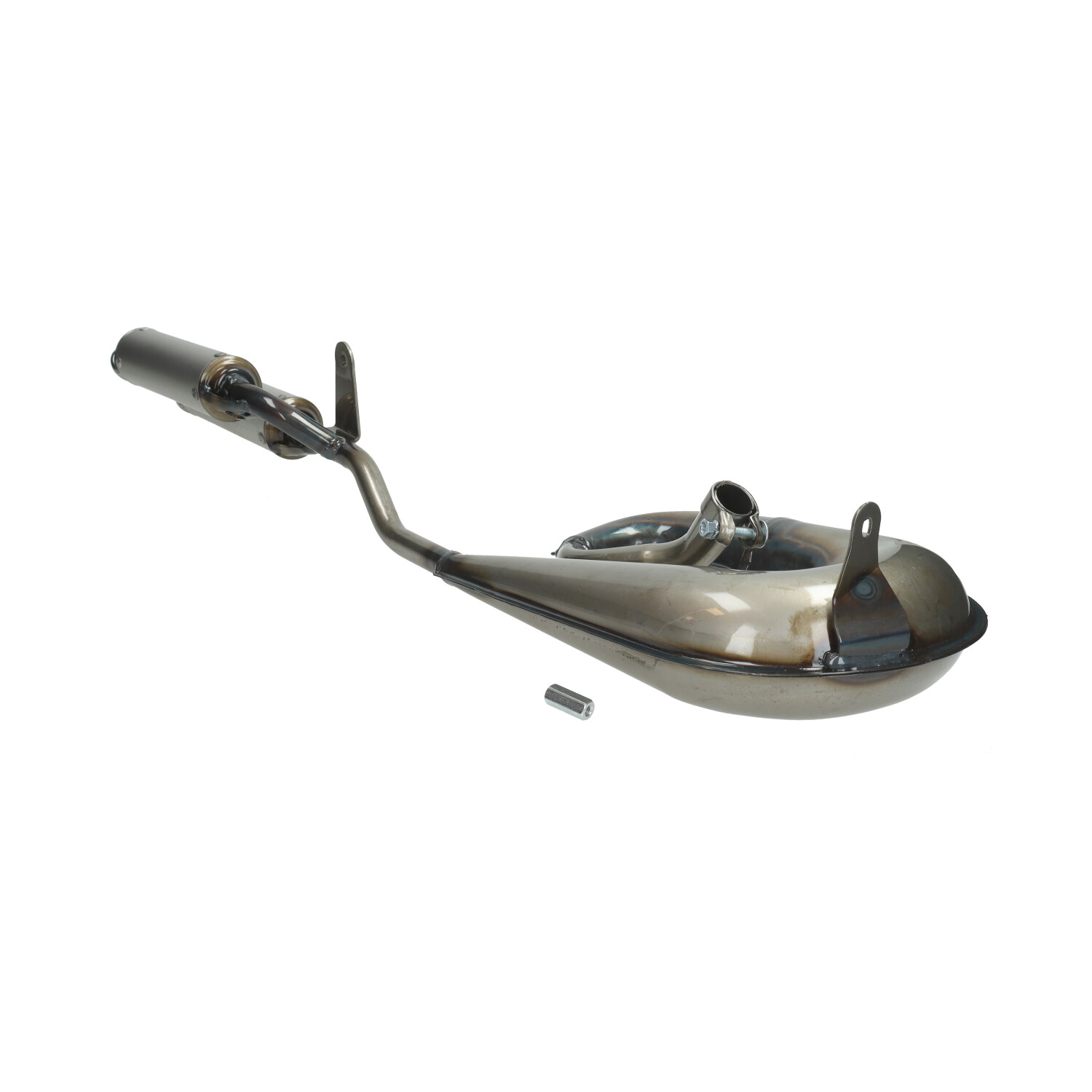 Uitlaat Tecno Circuit Dubbele Demper Blank/alu Voor Piaggio Ciao - Afbeelding 3