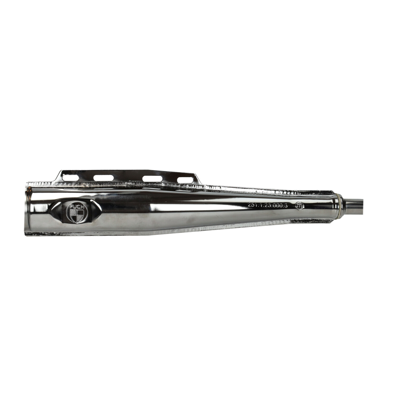 Uitlaat 22mm Chroom Met Logo Voor Puch Maxi (made In Eu) - Afbeelding 3