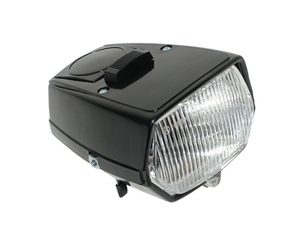 Koplamp DMP vierkant + schakelaar 115mm zwart — geschikt voor Puch Maxi