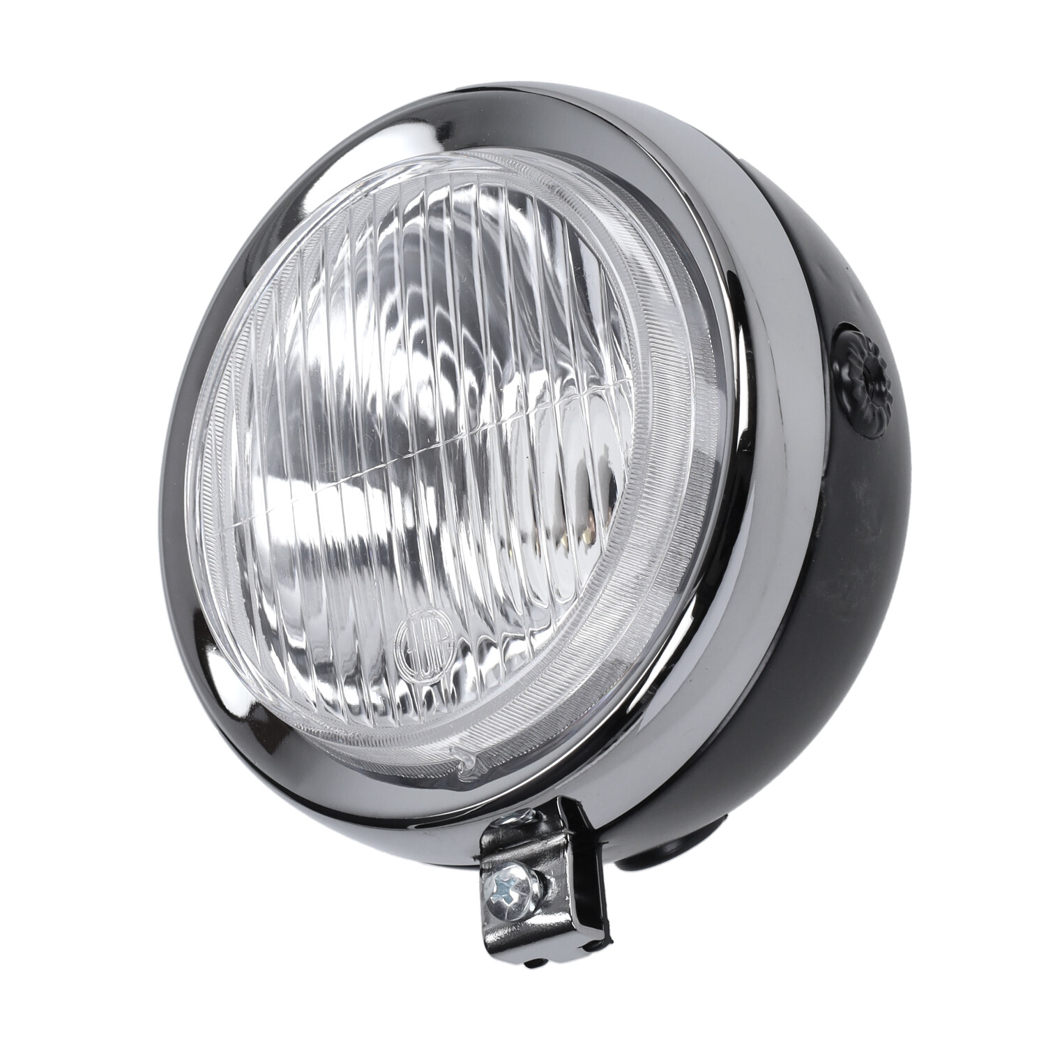 Guia ronde koplamp zwart universeel voor Puch Maxi en Piaggio brommer