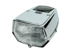 DMP vierkante koplamp 115mm chroom zwart voor Puch Maxi brommer