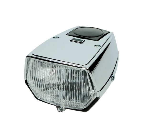 Koplamp DMP vierkant plat 115mm chroom/zwart — geschikt voor Puch Maxi