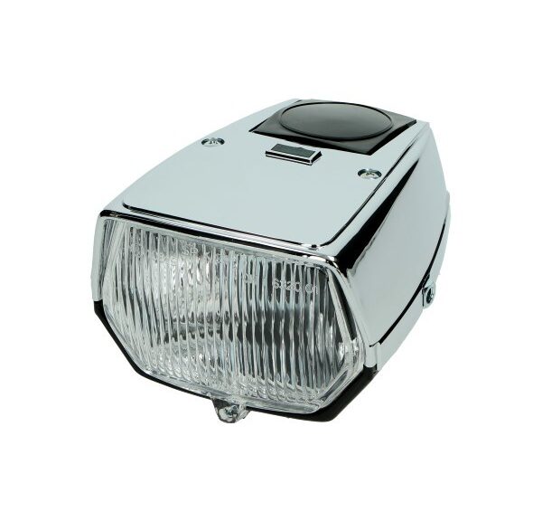 koplamp DMP vierkant plat 115mm chroom/zwart puch maxi