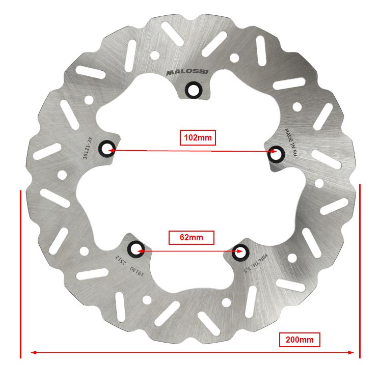 Remschijf Malossi Wave 200mm 5-gaats Voor Vespa Primavera / Sprint / Piaggio Zip - Afbeelding 5