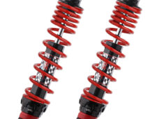 Conjunto de amortecedores YSS Hybrid DTG de 340 mm na cor vermelha para scooter maxi Yamaha Majesty.