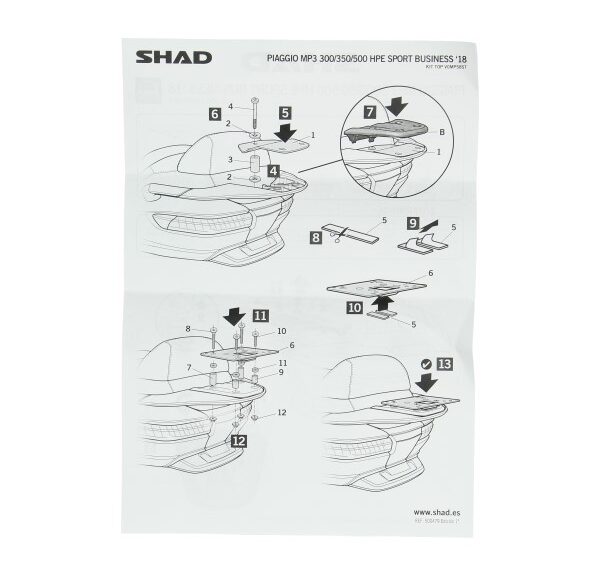 achterdrager shad topkoffer (vanaf 2018) piaggio