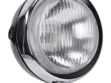 Koplamp DMP rond zwart glans — geschikt voor Puch Maxi