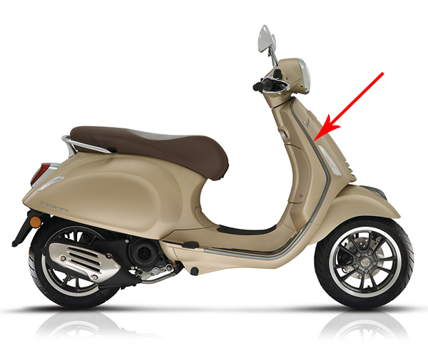 Sierstrip Piaggio origineel beenschild — geschikt voor Piaggio Rechtsboven Antraciet Primavera