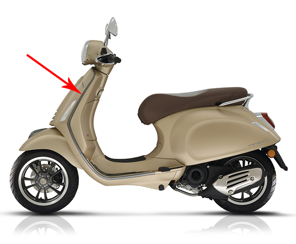 Sierstrip Piaggio origineel beenschild — geschikt voor Piaggio Linksboven Antraciet Primavera
