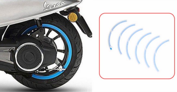 stickerset Piaggio origineel achterwiel blauw elettrica