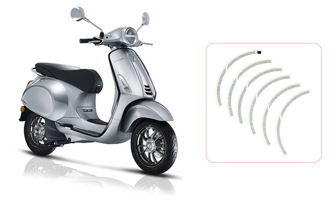 Stickerset Piaggio origineel voorwiel zwart — geschikt voor Piaggio Elettrica