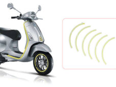 Stickerset Piaggio origineel voorwiel geel — geschikt voor Piaggio Elettrica