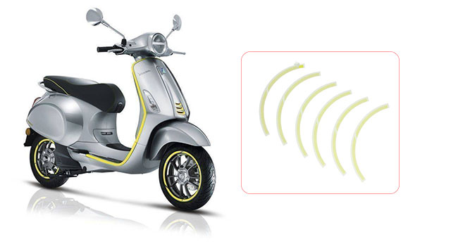 Stickerset Piaggio origineel voorwiel geel — geschikt voor Piaggio Elettrica