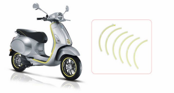 stickerset Piaggio origineel voorwiel geel elettrica