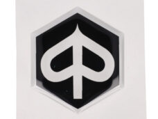 Sticker logo voorscherm zeskant 3d zwart/transparant — geschikt voor Piaggio Zip