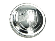Benzinetankdop bajonet met logo 30mm chroom — geschikt voor Puch Maxi