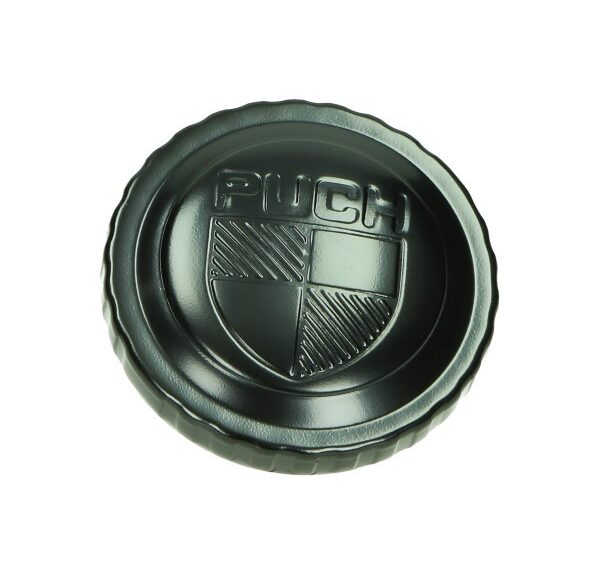 benzinetankdop bajonet met logo 30mm zwart puch