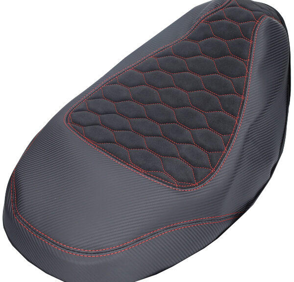 Buddydek Regia Piaggo designo alcantara zwart/rood (stiksels)