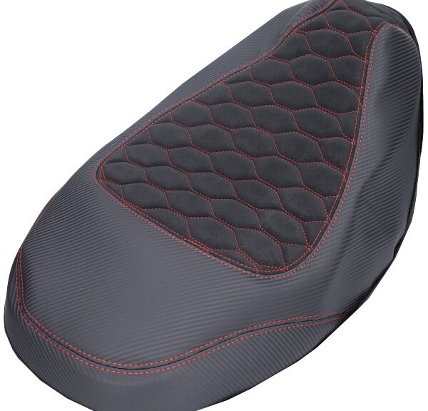 buddydek Regia (made in EU) Piaggo designo alcantara zwart/rood (stiksels) zip2000
