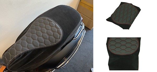 buddydek Regia (made in EU) Vespa designo alcantara zwart/rood (stiksels) primavera