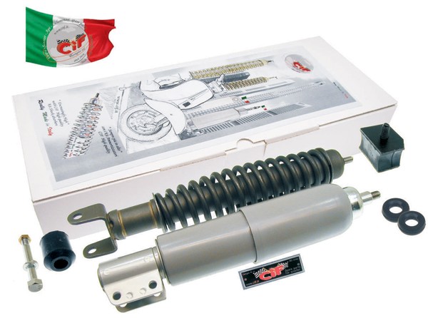 schokbrekerset cif Vespa px 125/150/200 voor/achter antraciet mat 10720-kt