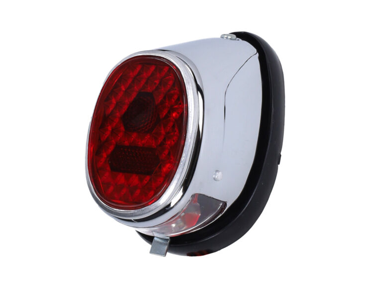 Achterlicht oldtimer compleet +rubber chroom — geschikt voor Tomos