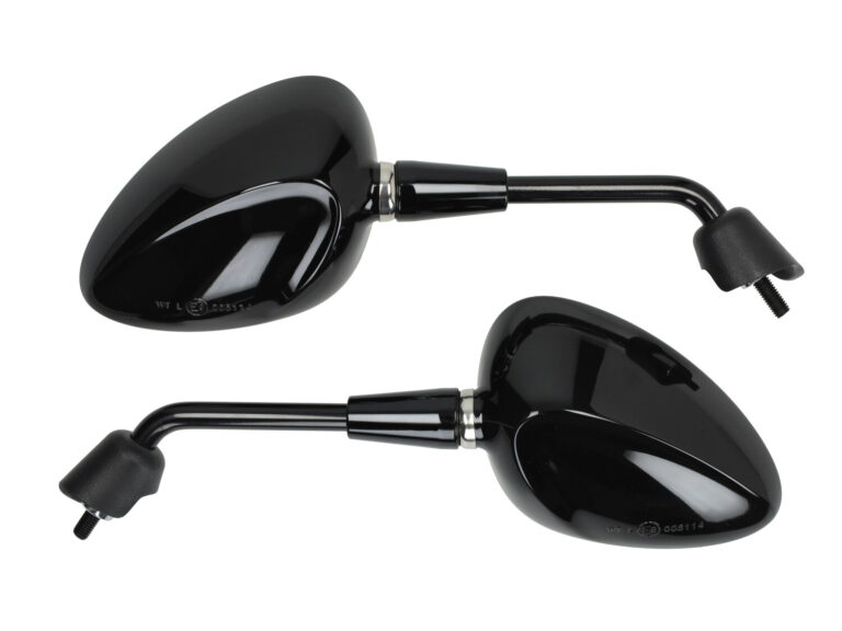 Spiegelset kort model origineel E-KEUR zwart glans — geschikt voor Vespa Sprint