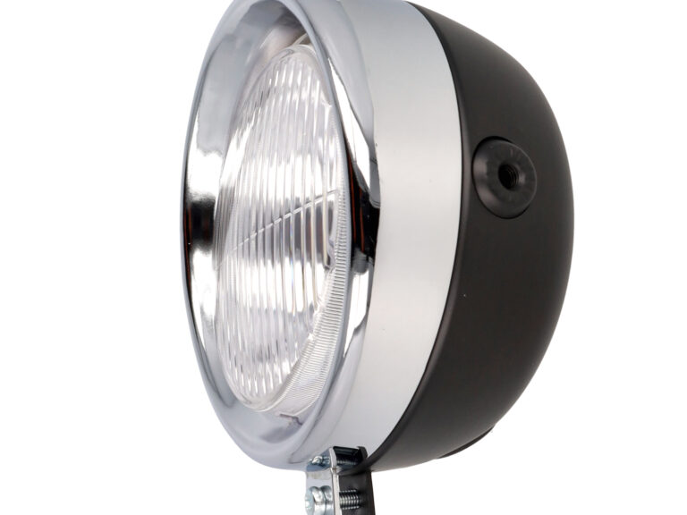 Koplamp DMP rond classic zwart — geschikt voor Puch Maxi