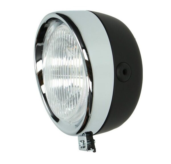 koplamp DMP rond classic zwart puch maxi